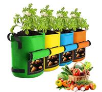 Growing Bags For Potatoes | Non-woven Tomato | 4 Pieces Non-woven Fabric Vegetable Grow Container, Planting Bag For Tomato Pepper Strawberry Balcony