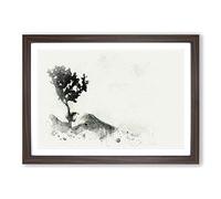 Growing Bonsai Tree in Abstract Framed Print | A2 Walnut Framed Wall Art | Ready to Hang | Abstract Floral Picture | Living Room Bedroom Lounge Office