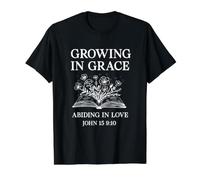 Growing in Grace Abiding in Love John 15:9-10 Christian Value Graphic T-Shirt, Men, Black, M
