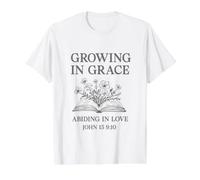 Growing in Grace Abiding in Love John 15:9-10 Christian Value Graphic T-Shirt, Men, White, L