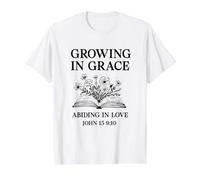 Growing in Grace Abiding in Love John 15:9-10 Christian Value Graphic T-Shirt, Men, White, M