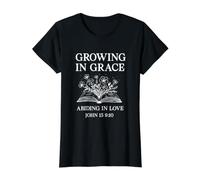 Growing in Grace Abiding in Love John 15:9-10 Christian Value Graphic T-Shirt, Women, Black, XL