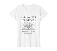 Growing in Grace Abiding in Love John 15:9-10 Christian Value Graphic T-Shirt, Women, White, XL