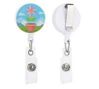 Growing in The Fields Badge Reel, Rotatable & Retractable Name Badge Holder Reel with Metal Clip, Nylon Cord ID Holder for Teacher, Nurse, Office Worker