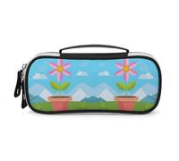 Growing in The Fields Pencil Case with Handle, Large Capacity PU Leather Pencil Bag Office Organizer, Portable Cosmetic Bag for Travel, Home