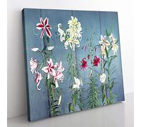 Growing Lilies by Kazumasa Ogawa Asian Japanese Canvas Wall Art Print Ready to Hang, Framed Picture for Living Room Bedroom Home Office Décor, 35x35 cm (14x14 Inch)