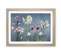 Growing Lilies By Kazumasa Ogawa Asian Japanese Framed Wall Art Print, Ready to Hang Picture for Living Room Bedroom Home Office Décor, Oak A4 (34 x 25 cm)