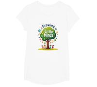 Growing Little Minds: Education Tree for Kids T-Shirt, Girls, White, Large