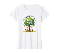 Growing Little Minds: Education Tree for Kids T-Shirt, Women, White, S