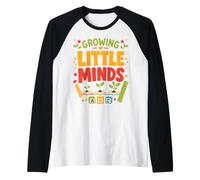 Growing Little Minds Preschool Kindergarten Teacher Raglan Baseball Tee