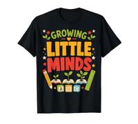 Growing Little Minds Preschool Kindergarten Teacher Value Graphic T-Shirt, Men, Black, S