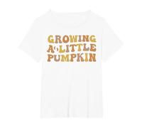 Growing Little Pumpkin Announcement Pregnancy Thanksgiving T-Shirt, Women's Plus, White, 5X