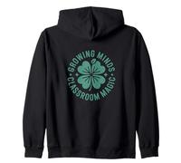 Growing Minds St Patricks Day Teacher Zip Hoodie