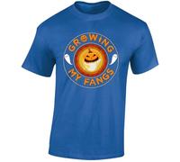 Growing My Fangs T-Shirt Mens Adult Funny Ghost Pumpkin Halloween Vampire Tee Royal Blue - Medium