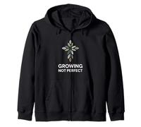 Growing Not Perfect Personal Growth Mindset Zip Hoodie