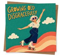 Growing Old Disgracefully Birthday Card for Her, Retro Roller Skating Design, Funny for Mum, Sister, Friend or Grandma