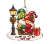 Growing Old Together Acrylic Ornament, Gnome Christmas Couple Ornament 2025 Xmas Tree Decor Hanging Ornament, Gift for Old Couple Husband Wife Him Her on Christmas