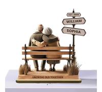 Growing Old Together Couple Figure | Wooden Growing Old Together Couple Model - Symbolizes Enduring Love, Romantic Wood Ornament For Wife Friend Husband Father