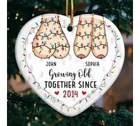 Growing Old Together, Couple Personalised Custom Decorations Bauble, Ceramic Round Shaped, For Husband Wife, Anniversary