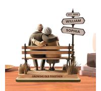 Growing Old Together Couple Statue | Wooden Growing Old Together Couple Sculptures,Romantic Wood Ornament, Symbolizing Enduring Love For Girlfriend Wife Husband Father