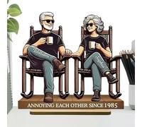 Growing Old Together Couple Statue,Wooden Growing Old Together Sculptures - Symbolizes Enduring Love, Romantic Wood Ornament For Wife Friend Husband Father