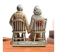 Growing Old Together Figurines - Wooden Couple Sculpture, Romantic Home Ornament | Enduring Love Gift, Present For Wife Husband Friend Mother Father, Desktop Decoration Keepsake