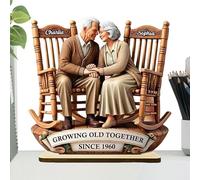 Growing Old Together Figurines, Wooden Growing Old Together Couple Model, Symbolizes Enduring Love, Romantic Wood Ornament For Wife Friend Husband Father