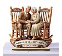Growing Old Together Figurines | Wooden Growing Old Together Sculptures - Symbolizes Enduring Love, Romantic Wood Ornament For Wife Friend Husband Father