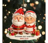 Growing Old Together Santa and Mrs. Claus Personalized Christmas Ornament, Growing Old Together Since Santa Couple Ornament, Romantic for Husband, Wife