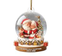 Growing Old Together Santa and Mrs. Claus Personalized Wood Christmas Ornament,Growing Old Together Since Santa Couple Ornament,Romantic Gifts for Husband,Wife,Boyfriend or Girlfriend (C, Customized)