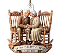 Growing Old Together Santa and Mrs. Claus Personalized Wood Christmas Ornament,Growing Old Together Since Santa Couple Ornament,Romantic Gifts for Husband,Wife,Boyfriend or Girlfriend (D, Customized)