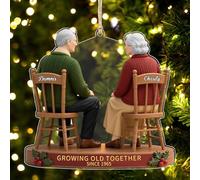 Growing Old Together Since Couple Christmas Ornament, Personalized Old Couple Acrylic Ornament, Custom Name Husband and Wife Christmas Ornaments Gift Holiday Decor for Couples