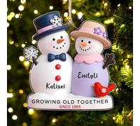 Growing Old Together Since Couple Christmas Ornament, Personalized Old Couple Acrylic Ornament, Custom Name Husband and Wife Christmas Ornaments Gift Holiday Decor for Couples