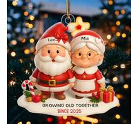 Growing Old Together Since,Santa Couple Growing Old Together Personalized Acrylic Ornament,Custom Acrylic Pendent,Elderly Couple Christmas Ornament, Santa Couple Ornament Gifts for Christmas