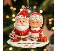 Growing Old Together Since,Santa Couple Growing Old Together Personalized Acrylic Ornament,Custom Acrylic Ornament for Couple, Elderly Couples Christmas Ornaments,Custom Gifts for Couples
