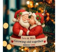 Growing Old Together Since, Santa Couple Growing Old Together Personalized Acrylic Ornament, Custom Name Husband and Wife Christmas Ornaments Gift Holiday Decor for Couples