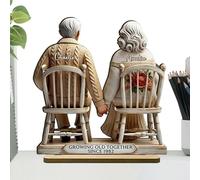 Growing Old Together Statue, Wooden Growing Old Together Couple Model, Romantic Wood Ornament, Symbolizing Enduring Love For Girlfriend Wife Husband Father