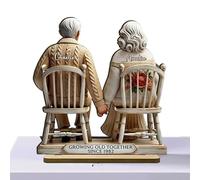 Growing Old Together Statue - Wooden Growing Old Together Desktop Ornamentt, Couple Statue Gift | Romantic Figurine Ornament For Husband Wife Friend Father | Sentimental Home Decoration Gift Sculpt