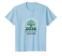 Growing One Year Closer to 2036 Tree Logo T-Shirt, Kids, Baby Blue, 3 Years