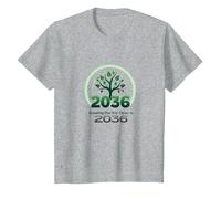 Growing One Year Closer to 2036 Tree Logo T-Shirt, Kids, Heather Grey, 3 Years