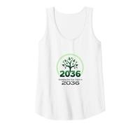 Growing One Year Closer to 2036 Tree Logo Tank Top, Women, White, L