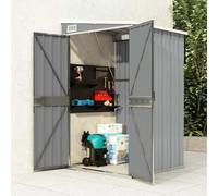 Growing Shed, Grey, Galvanised Steel, 118 x 100 x 178 cm, Weatherproof Tool Shed with Double Doors, Plastic Handle, Lockable, Ideal for Tool Storage and Storage Space in the Garden or Yard