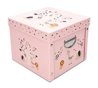 GroWings | Baby Keepsake Box, Baby Memory Box | Large Pink Keepsake Gifts Box for Newborn Baby Girl | Strong, Durable & Collapsible Memory Storage Box