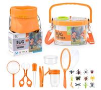 Growithu Bug Hunting Kit for Children: 23 PCS Bug Catcher for Kids Outdoor Explorer Toys Orange for 3 4 5 6 7 Year Old