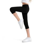 Growmax Girls Leggings 3/4 Length Cotton Capri Stretchy Black Leggings for Kids Soft and Thicken Pants Sports Dance Yoga School Gymnastics