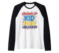 Grown-Up Kid Mode Unlocked Retro Fun Design Raglan Baseball Tee