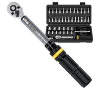 GROWNEER 41PCS 1/4" Torque Wrench Set, Bike Torque Wrench 2-24 Nm, 72 Teeth, ±3% Accuracy, Included Extension Bar and Socket Bits (Hex/Torx/Phillips), for Bicycle, Mountain Bike and Motorcycle Repair