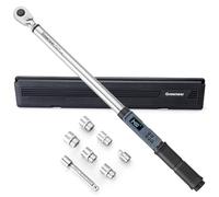 GROWNEER Digital Torque Wrench, 12.5-250.7 Ft-lbs/17-340 nm, 1/2'' Drive Inch Pound,Electronict Torque Wrench Set with Buzzer & Colorful LED Indicator, Bike Motor Car Auto Repair