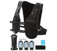 GROWNEER LED Running Vest - Reflective Hydration Vest with Water Bottle, 3 Safety Lights, 5 Pockets & Phone Holder - Lightweight, Adjustable Running Gear for Men & Women - Night Jogging, Cycling