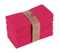 Grownhome Arts 85% Cotton 15% Linen Dinner Cloth Set of 12 Napkins for Everyday Use Over Sized Easter Special Mitered Corners Napkins, Pre Shrunk Good Absorbency Ultra Soft Quality 18x18 in(Fuchsia)